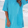 Lyseblå løs casual T-shirt minikjole med drop shoulder