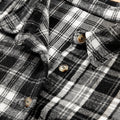 Black Plaid Long Sleeve V Neck Shift Plus Size Shirt Jacket - Damesmode Afbeelding 5 - Foto 5