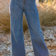 Ashleigh Blauw Multi Knoops Hoge Taille Wide Leg Jeans With Zakkens