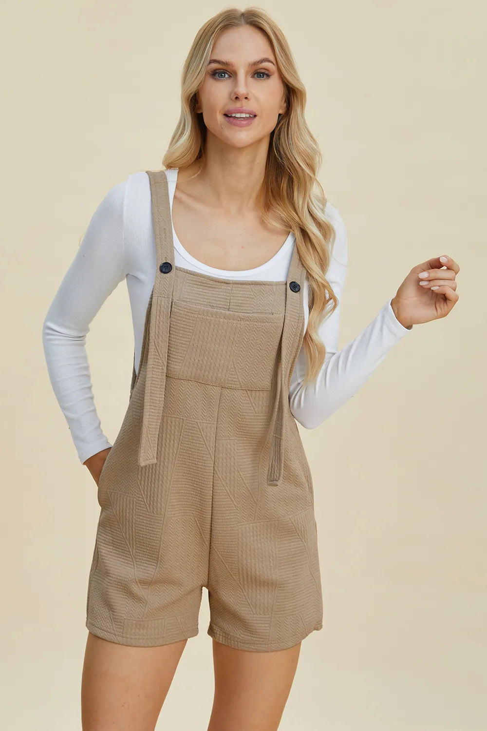 Double Take Full Size Texture Sleeveless Romper - Exclusive Women Fashion & Apparel | Redblad Official
