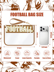 Bolsa de cosméticos transparente de PVC transparente para el estadio de béisbol marrón con letra de chenilla el día del partido - Damesmode Afbeelding 3 - Miniatuur
