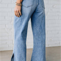 Myosotis Slit-Leg-Jeans mit hoher Rise, Kordelzug-Casual-Jeans - Foto 2