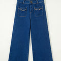 Sail Blue Hardware Decor Gepatchte Taschen Weit beinte Jeanshosen - Foto 3