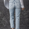 Sky Blue Light Wash Frayed Slim Fit High Waist Jeans - Foto 2