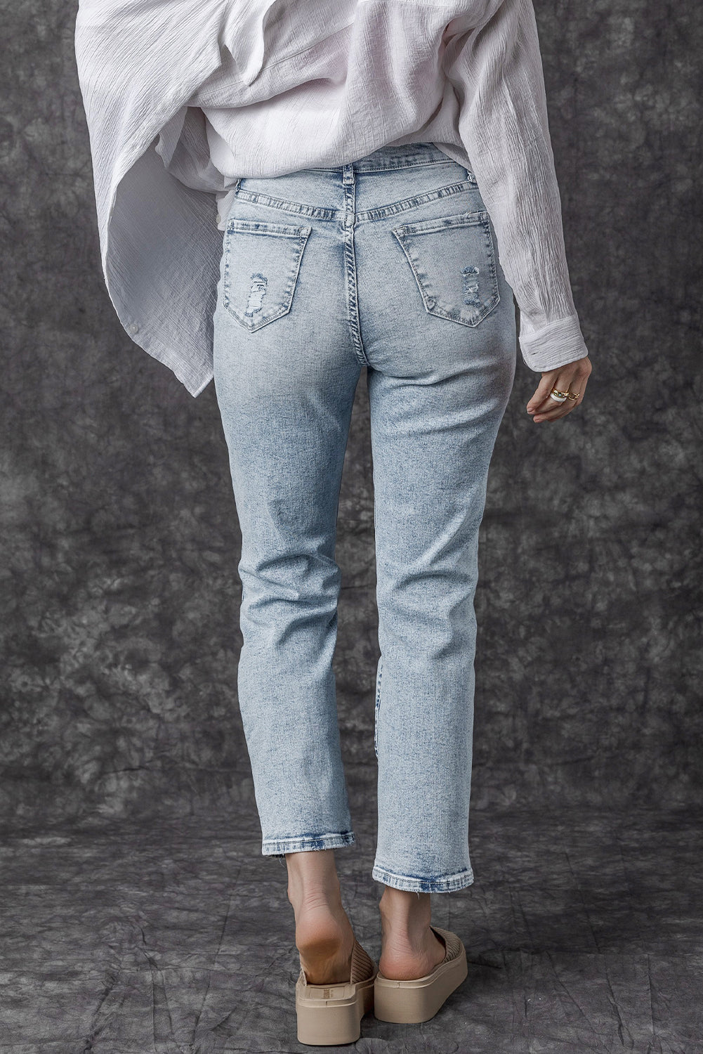 Vaqueros de cintura alta Sky Blue Light Light Wash Slim Fit