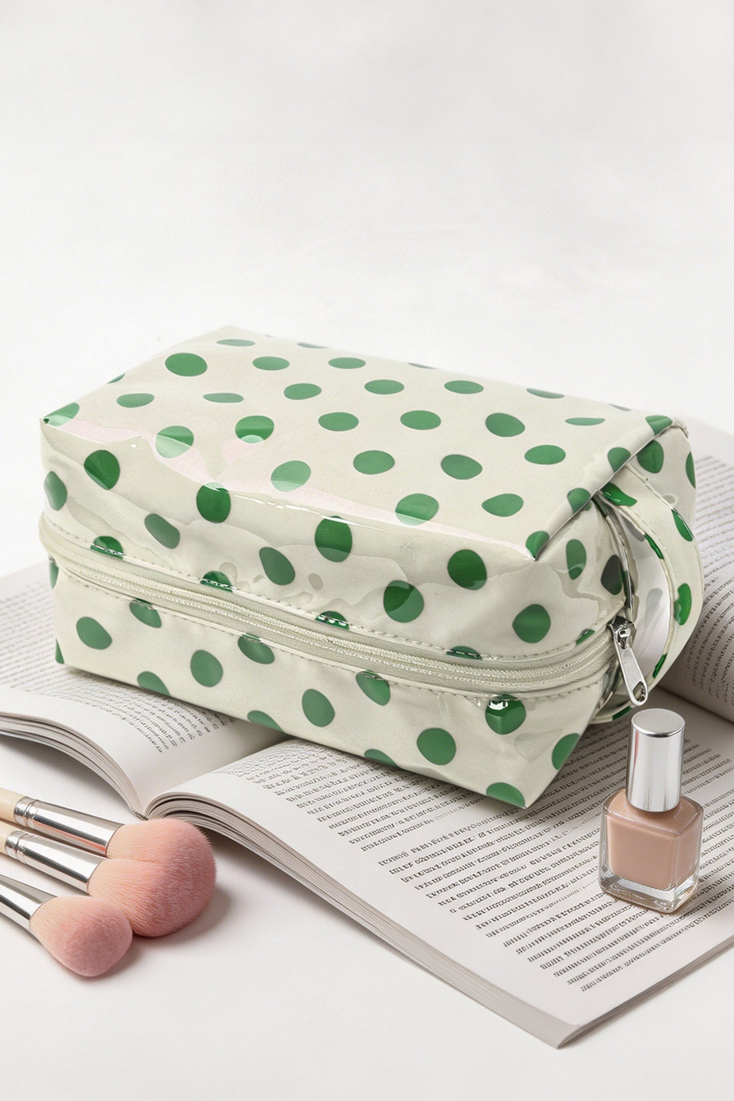 Hellrosa, langlebige PVC-Polka Dot Make-up-Tasche