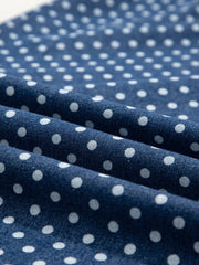 Sky Blue Polka Dot Print Button Pleated Detail Wide Leg Jeans - Miniatuur