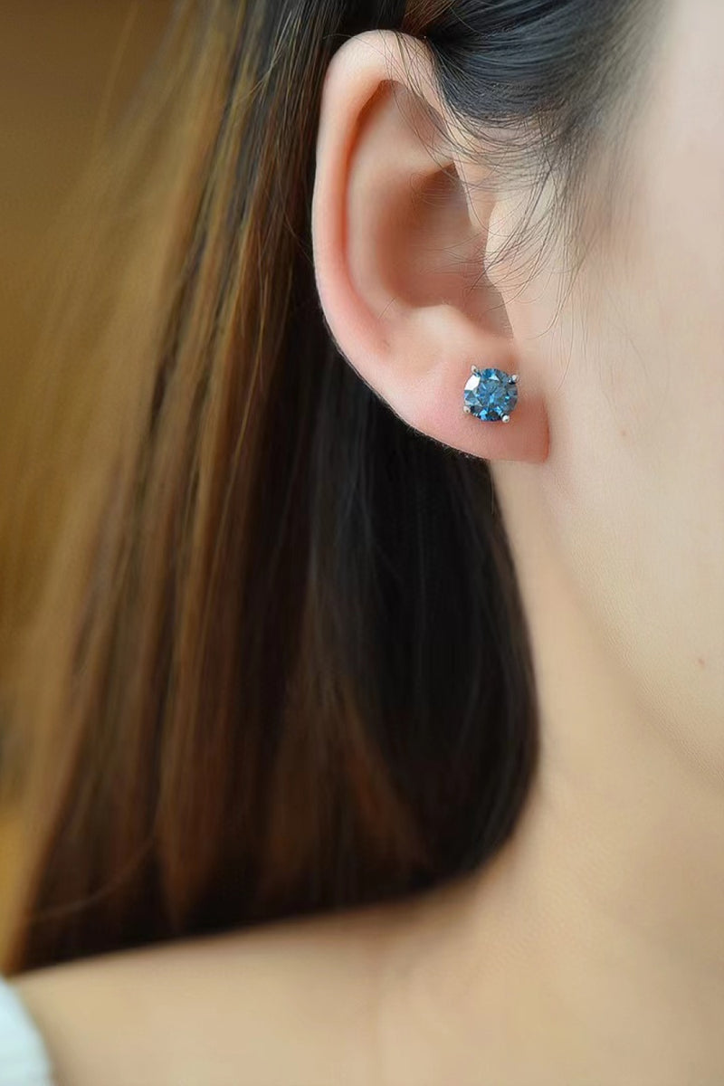 2 Carat Moissanite Four-Prong Platinum-Plated Earrings | Redblad 18K Solid Gold & Certified Natural Diamond Fine Jewelry