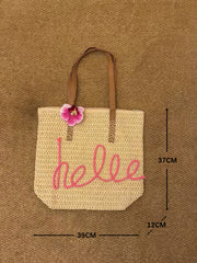 Khaki Hello Boho handvävd blommig accent reseväska - Miniatuur
