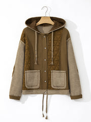 Veste à capuche texturée en patchwork texturée vert jungle - Miniatuur