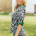 Green Damask Print Ruffled Color Block Detail Half Sleeve Blouse - Foto 6