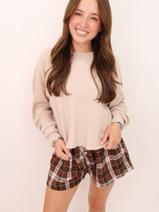 Brown Plaid Button Front Elastic Waist Shorts - Women's Fashion Image 8 - Miniatuur