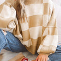 Pink Checkered Bishop Sleeve Sweater - Foto 4