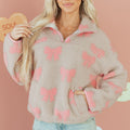 Szara Sherpa Quarter Zip Drop Bluza Bagy Shoulders - Foto 3