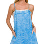 Zenana Washed Linen Knot Strap Rompers