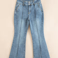 Skymningsblå 2-knapps högmidjade kantkantade bootcut-jeans - Foto 4