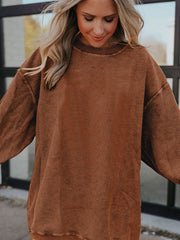 Smoke Gray geripptes Cord – übergroßer Sweatshirt - Miniatuur
