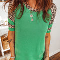Túnica de Color Patchwork de Leopardo de Costilla Verde - Foto 5