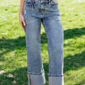 Ashleigh Blue Cuffed Straight Loose Jeans - Damesmode Afbeelding 5 - Foto 5