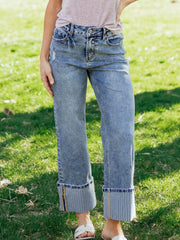 Ashleigh Blue Cuffed Straight, Locke Jeans – Damenmode Bild 5 - Miniatuur