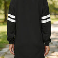 Black Varsity Contrast Banded Sleeve Shift Sweatshirt Dress - Damesmode Afbeelding 2 - Foto 2