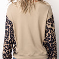 Gray Morn Leopard Ärmel Waffel-Stréck Split Hem Top - Foto 2