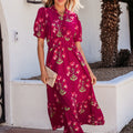 Rout Blummenprint Rüschen V-Hals kuerzärmeleg Maxi-Kleed - Foto 1