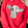 Western Patchwork Cow Drop Shoulder Sweatshirt