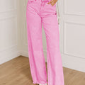 Rosa Acid Wash Héichtaille Ongläichméisseg Roh Saum Shift Jeans - Foto 1