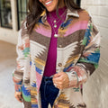 White Aztec Print Button Up Shacket - Foto 4