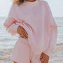 Relaxed Fit Round Neck Sweatshirt and Shorts Set