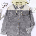 Chaqueta de pana con capucha con botones y bloque de color gris - Foto 5