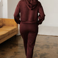 Chicory Coffee Button Drawstring Cropped Hoodie Jogger 2pcs Set - Foto 2