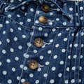 Himmelblaue Polka-Punkte-Knopf-Falten-Detail-Jeans mit weiten Beinen - Foto 6