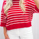 Maglione rilassato a maglie a righe rosse con spalla abbassata e a manga mezza