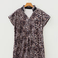Brown Leopard Print Short Sleeve Mini Shift Silhouette Dress - Damesmode Afbeelding 6 - Foto 6