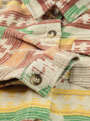 Yellow Western Aztec Print Button Flap Pocket Shacket - Miniatuur