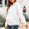 Weißer Kabelgitter-Struktur Känguru-Taschen-Hoodie - Foto 3