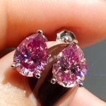 2 Carat Teardrop Moissanite Platinum-Plated Stud Earrings | Redblad 18K Solid Gold & Certified Diamond Earrings