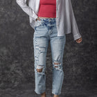 Jeans taille haute Slim Slim Slim Bleu Bleu Ciel - Thumbnail