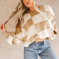 Pink Checkered Bishop Sleeve Sweater - Foto 6