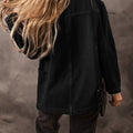 Black Side Pockets Lapel Collar Denim Jacket - Damesmode Afbeelding 2 - Foto 2
