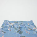 Himmelblo retro Blummenmuster mat ausgefranstem Saum Shift-Jeans - Foto 6