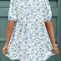 Sky Blue Leopard Contrast Bow Puff Sleeve Mini Dress - Foto 5