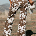 Brown Abstract Pattern Regular Fit Full-Length Western Style Jeans - Damesmode Afbeelding 2 - Foto 2