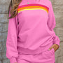 Bonbon-Gestreepte Akzentpullover und Shorts zweiteiliges Casual-Set
