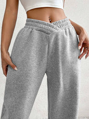 Pantaloni della tuta in vita elastica a croce grigio chiaro e unico, - Miniatuur