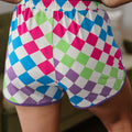 Black Checkered Drawstring Elastic Waist Casual Shorts - Damesmode Afbeelding 5 - Foto 5