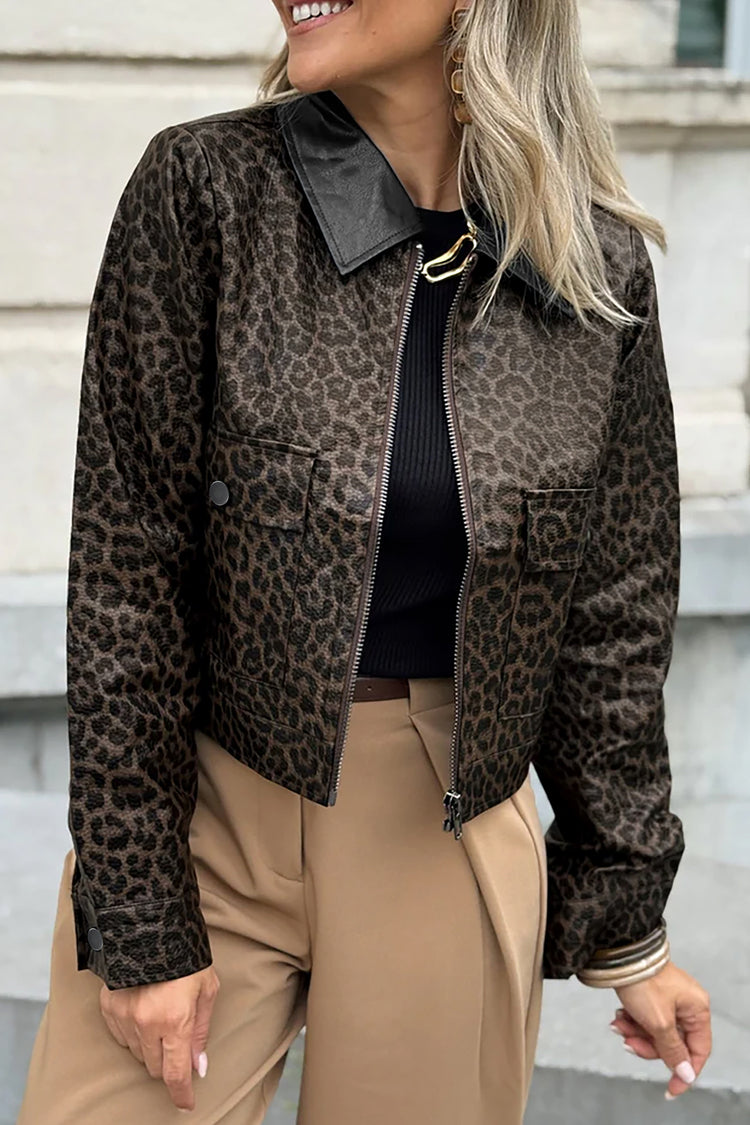 Chaqueta metálica de tapeta metálica con estampado de leopardo multicolor - Damesmode