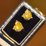 2 Carat Yellow Heart Moissanite Platinum-Plated Earrings | Redblad 18K Solid Gold & Certified Diamond Earrings
